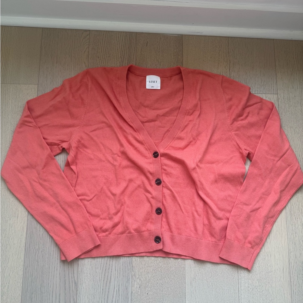 LESET Coral V-Neck Cardigan